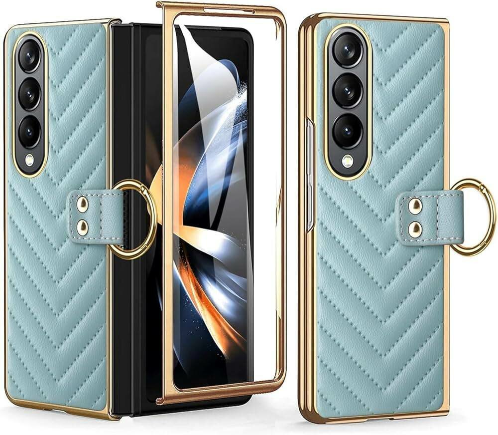 Samsung Galaxy z Fold 5 leather case with inbuilt screen pro