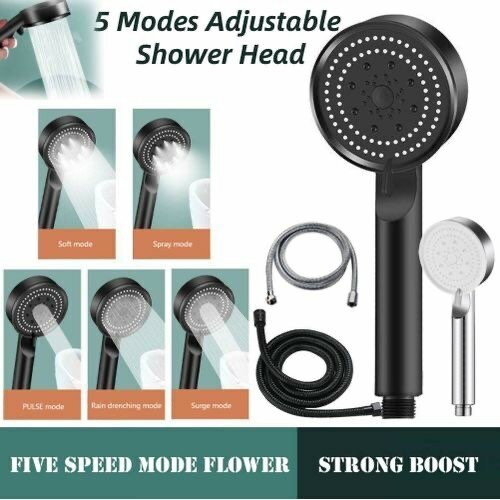5-Speed Adjustable Showerhead - Black