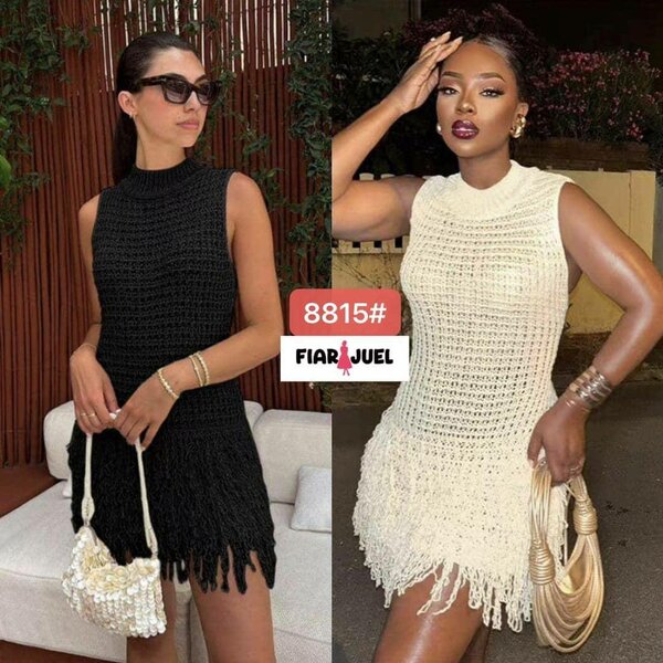 Robe Tricot à Franges Femme