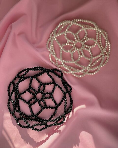 Coiffe noir perles élégant