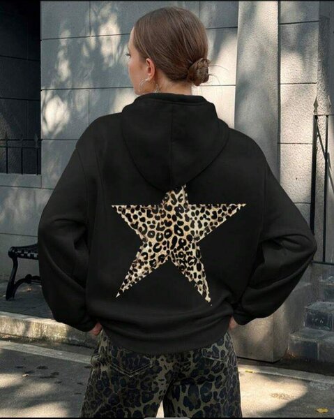 Hoodie à étoile léopard