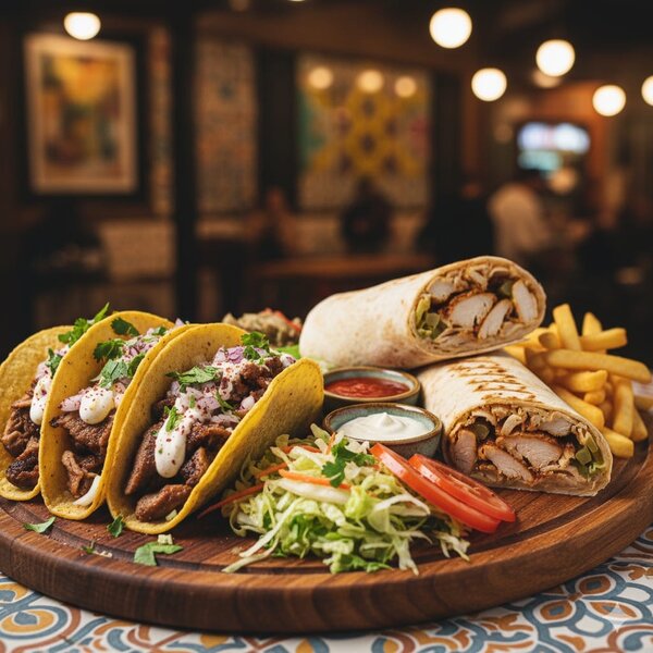 Assiette de tacos et burritos