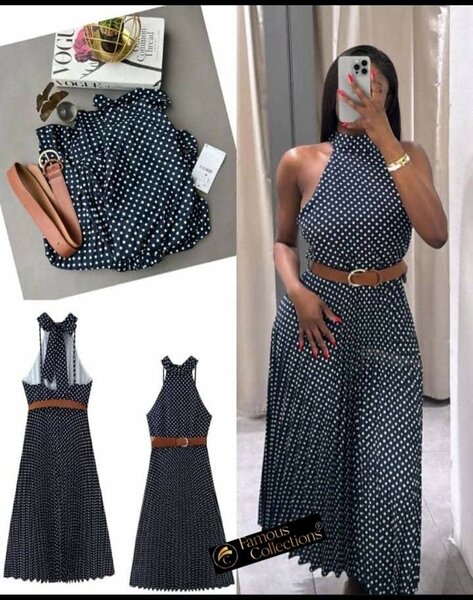 Robe élégante à pois avec ceinture