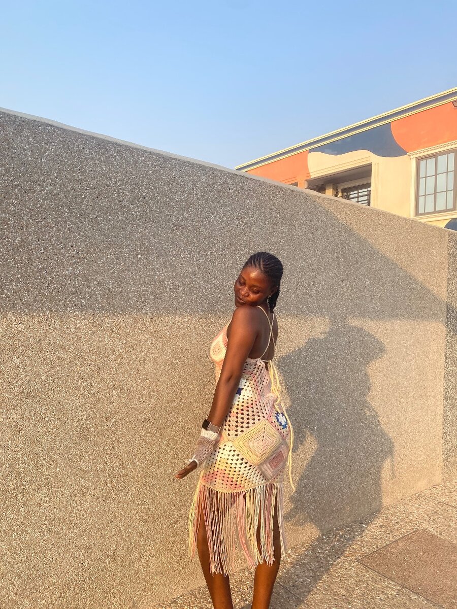 Anny Granny Square Dress with Hand Warmer