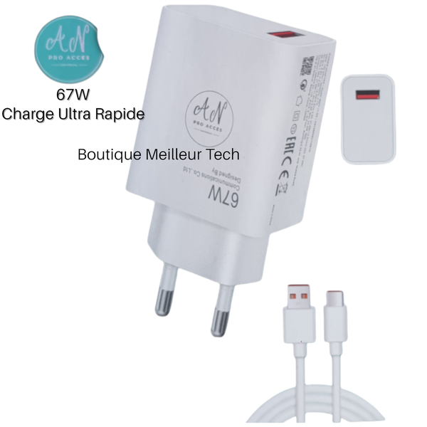 Chargeur Rapide Ultra 67w AN- universelle Samsung iPhone Etc