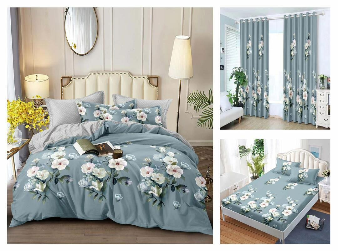 Bedsheet with matching curtains