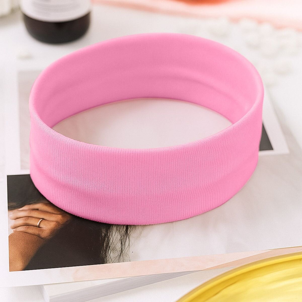 Top SHEIN coton+ bandeau rose