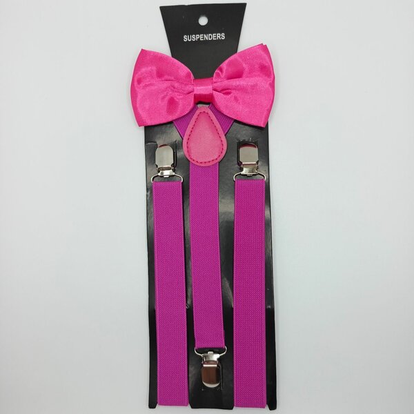 Bretelles et Nœud Papillon Rose