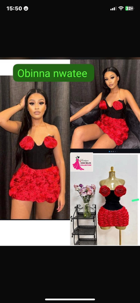 Robe cocktail rouge élégante