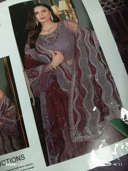 Organza  party wear 2piece unstich