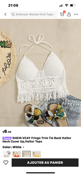 Top dos nu crochet blanc femme