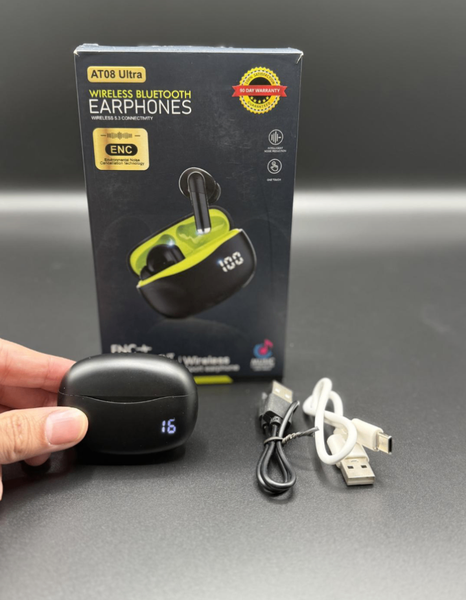 At08 Ultra ENC sensor bass earbuds Long battery earphones