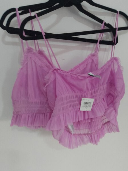 Top transparent rose femme