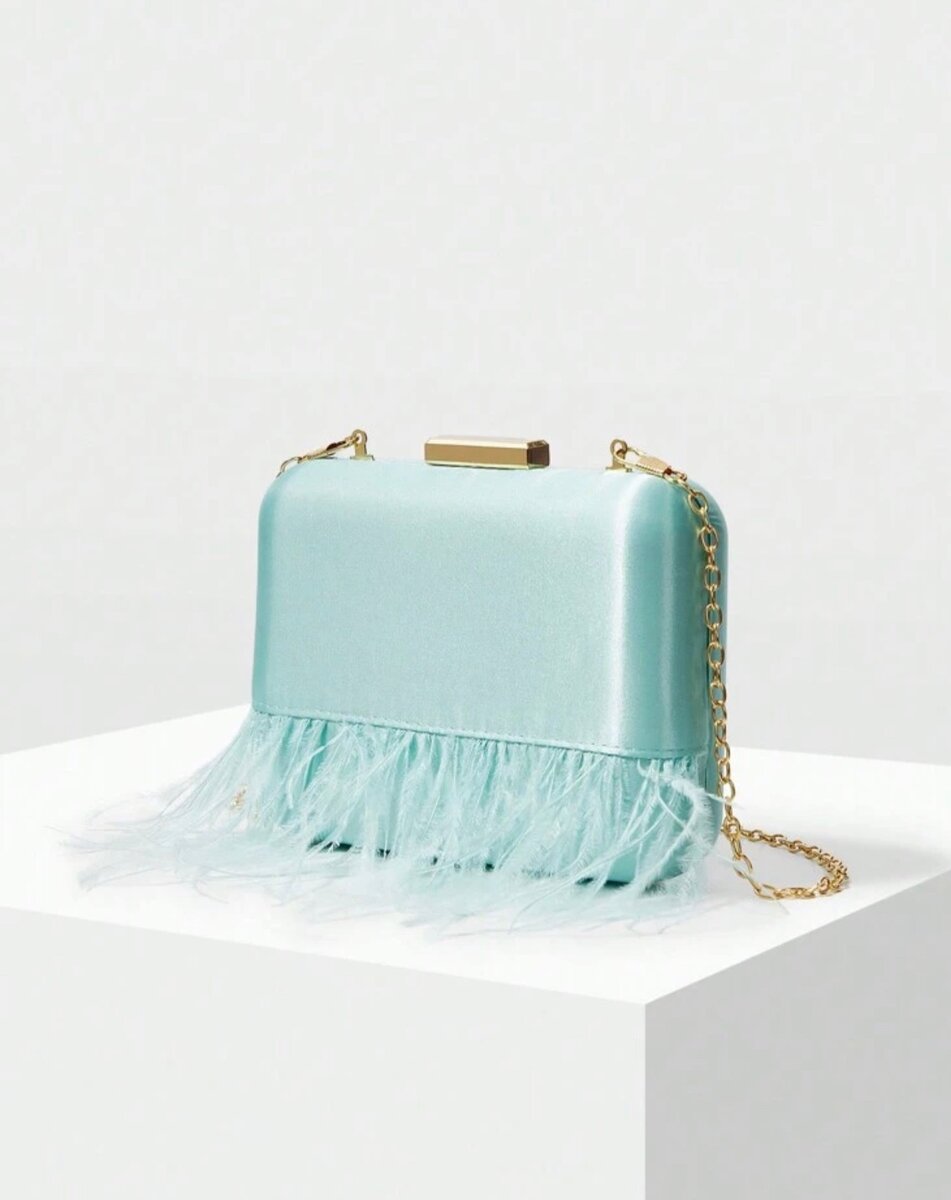 Premium patchwork feather clutch