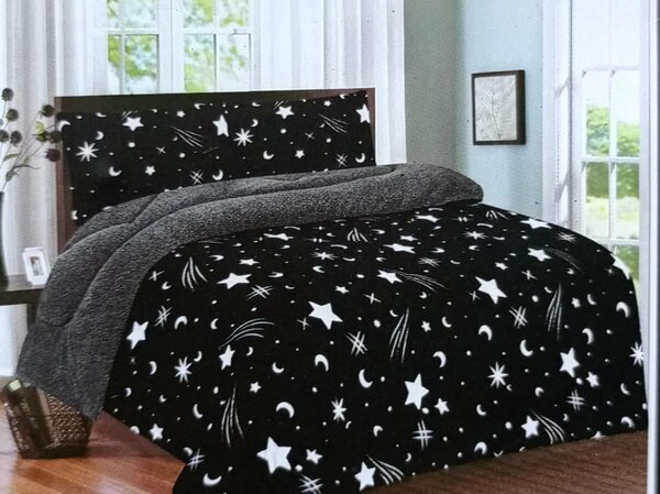 black and stars bedding set