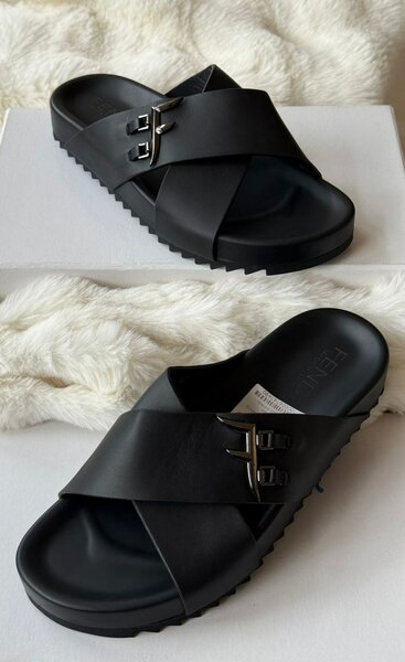 Sandales de luxe en cuir noir