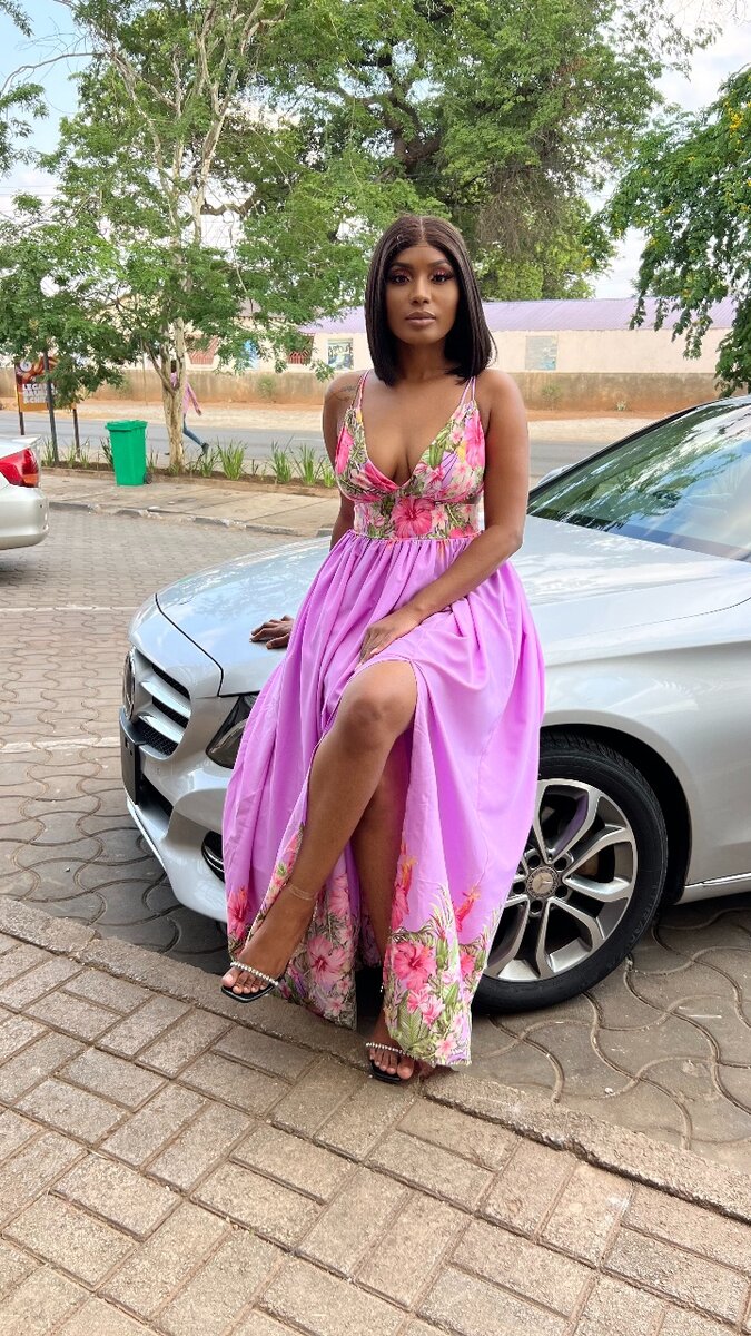 Purple floral cut out maxi dress