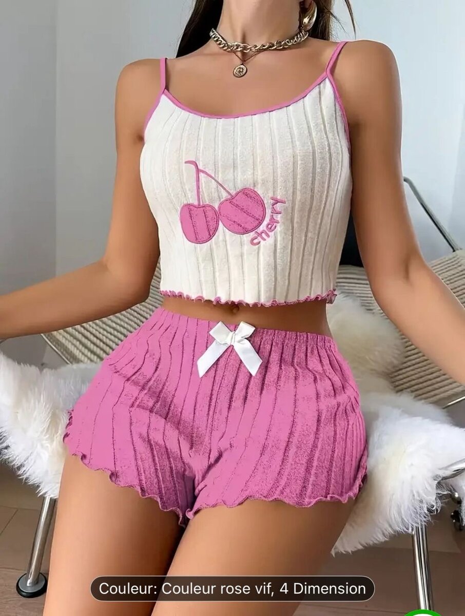 Pyjama femme avec short coloré