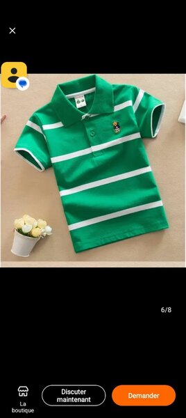 Polo vert à rayures enfant