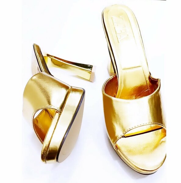 Gold stiletto sandals