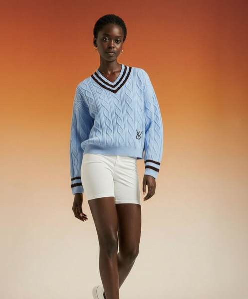 Pull en maille bleu pour homme