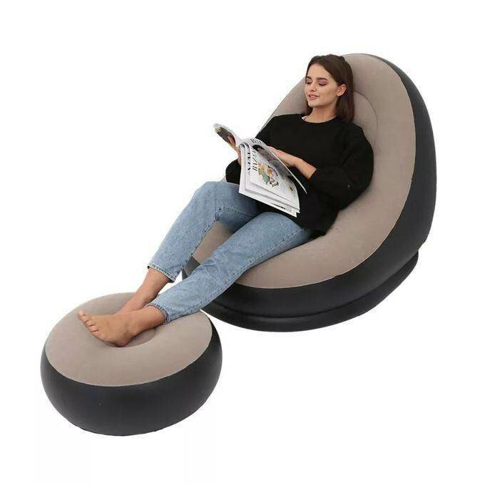 Fauteuil Gonflable+ pouf en Mousse confortable