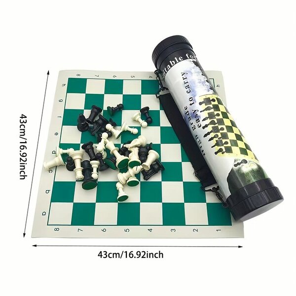 Outdoor Travel Portable Chess Set Barrel Folding Chessboard
