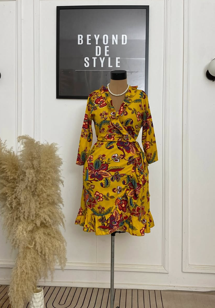 SWEET GIRL FLORAL WRAP DRESS. STRETCHY