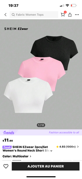 Lot de 3 T-shirts Courts Multicolores