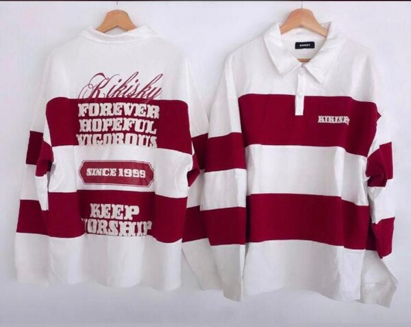 Polo rayé rouge et blanc