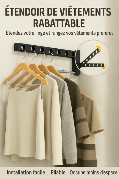 Étendoir mural pliable pratique