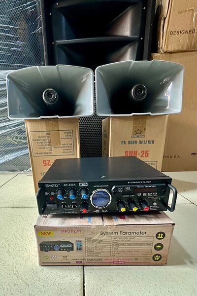 Car horn and amplifier set