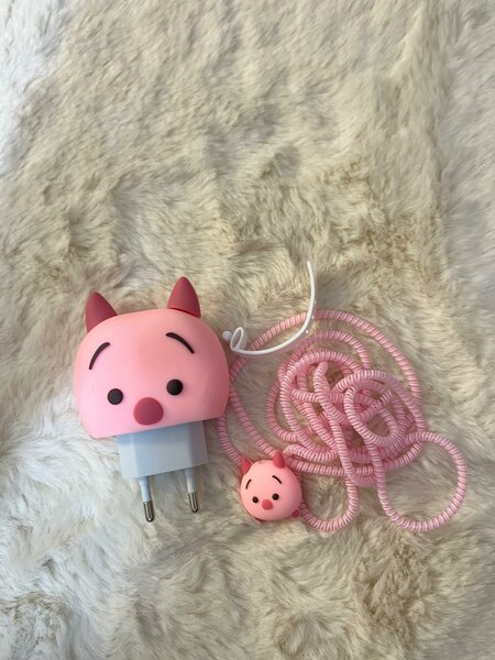 Chargeur adorable cochon rose