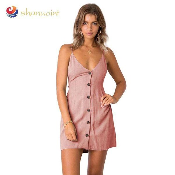 Robe d'été dos ouvert boutonnée