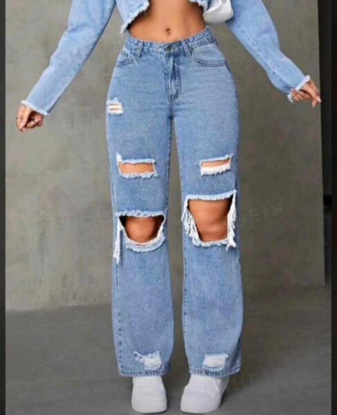 Jeans déchirés femme taille haute