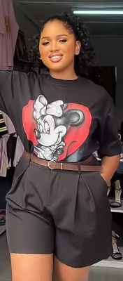 Women's Black Printed T-shirt