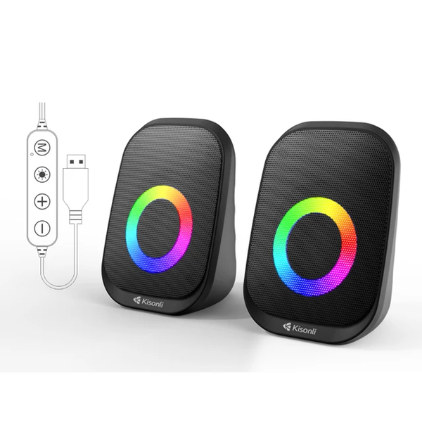 Kisonli X27 4-in-1 Speaker with LED Lights, & Earphone