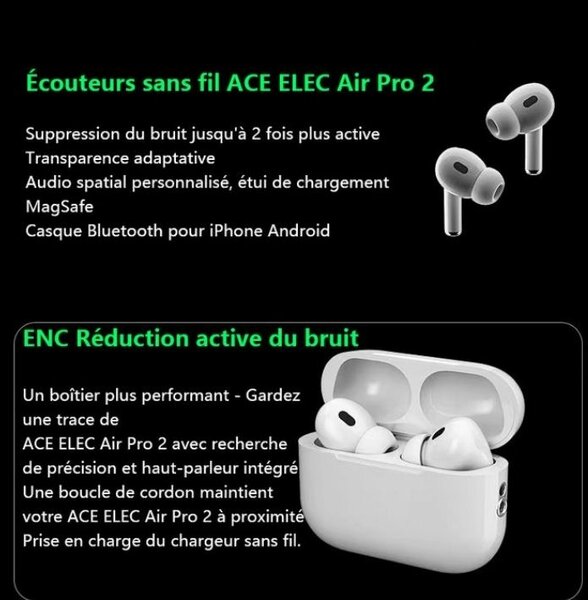 ACE ELEC Écouteurs Bluetooth 5.3
