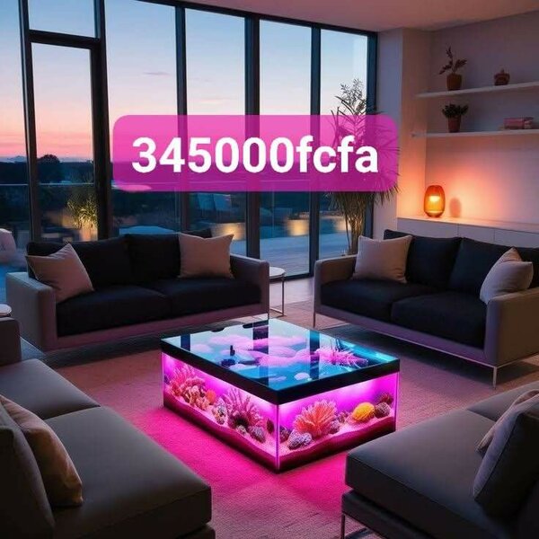 Table basse aquarium LED