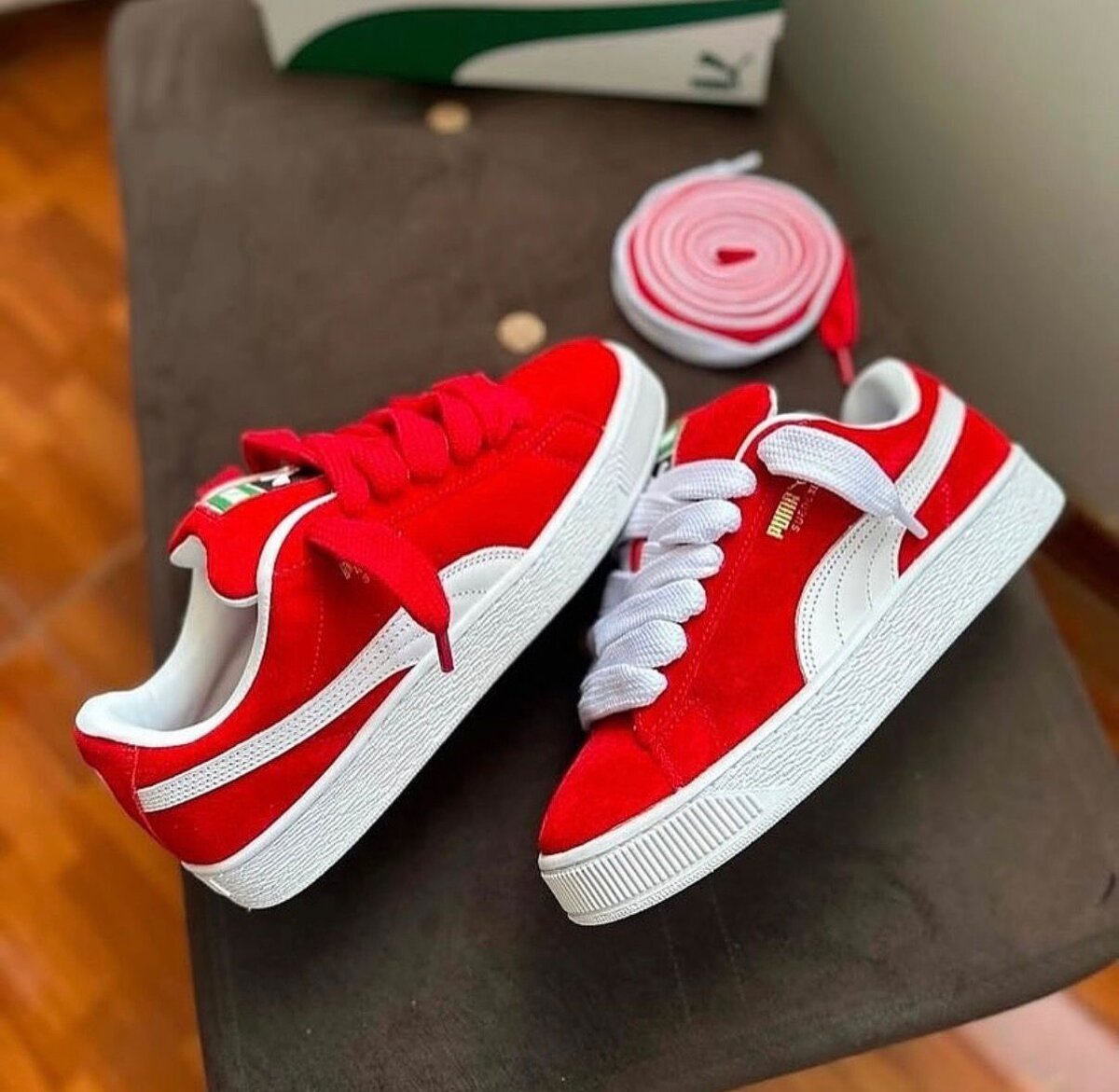 Puma Suède daim rouge et noir