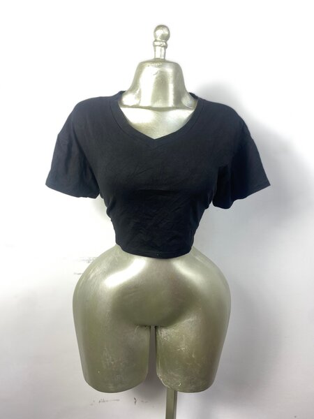 T-shirt noir court en coton