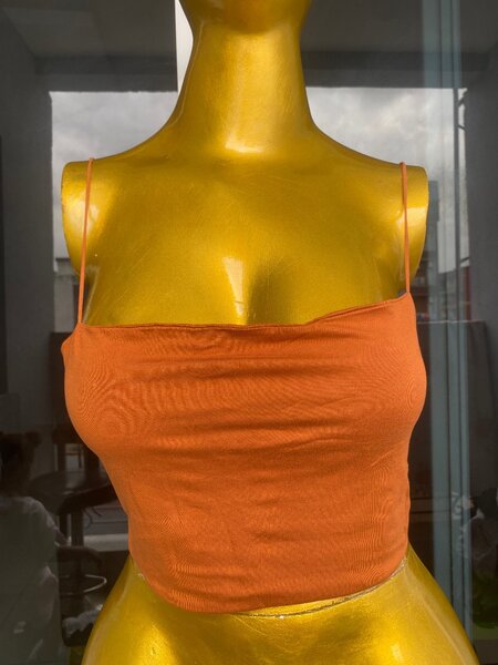 Top bustier orange féminin