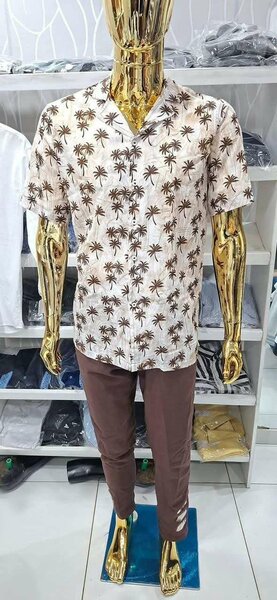 Chemise homme à motifs palmiers