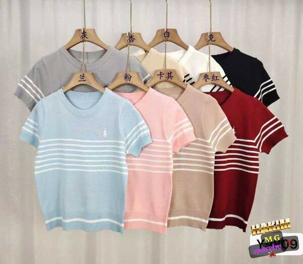 T-Shirts en Coton Rayé Unisexe