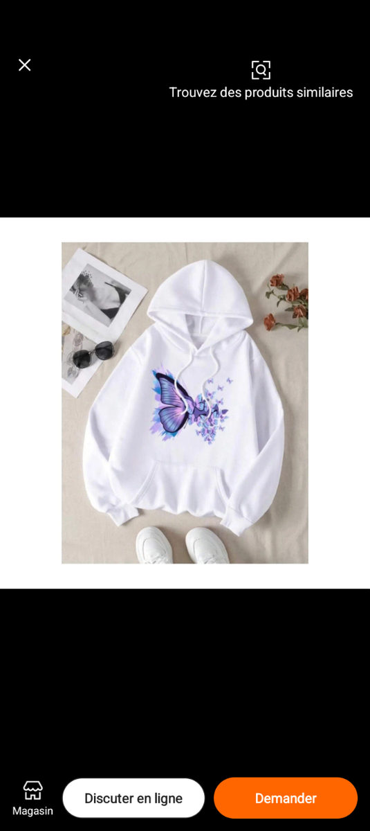 Sweat à capuche papillon floral