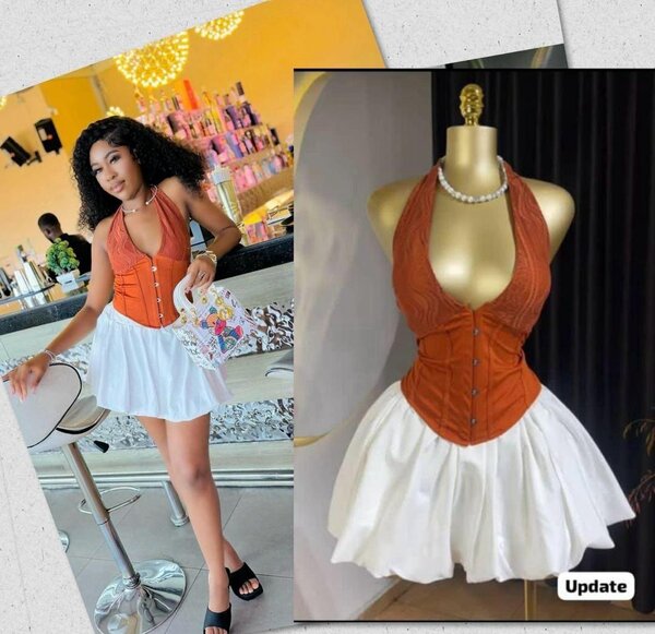 Robe bustier orange et blanche