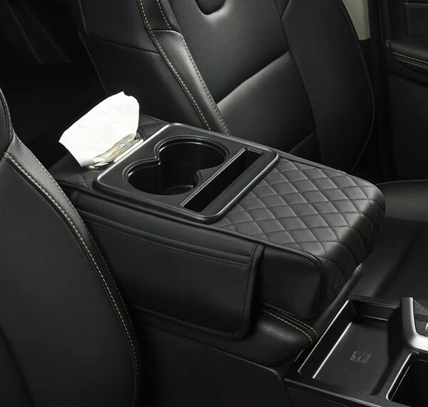 Accoudoir en cuir avec porte-gobelets