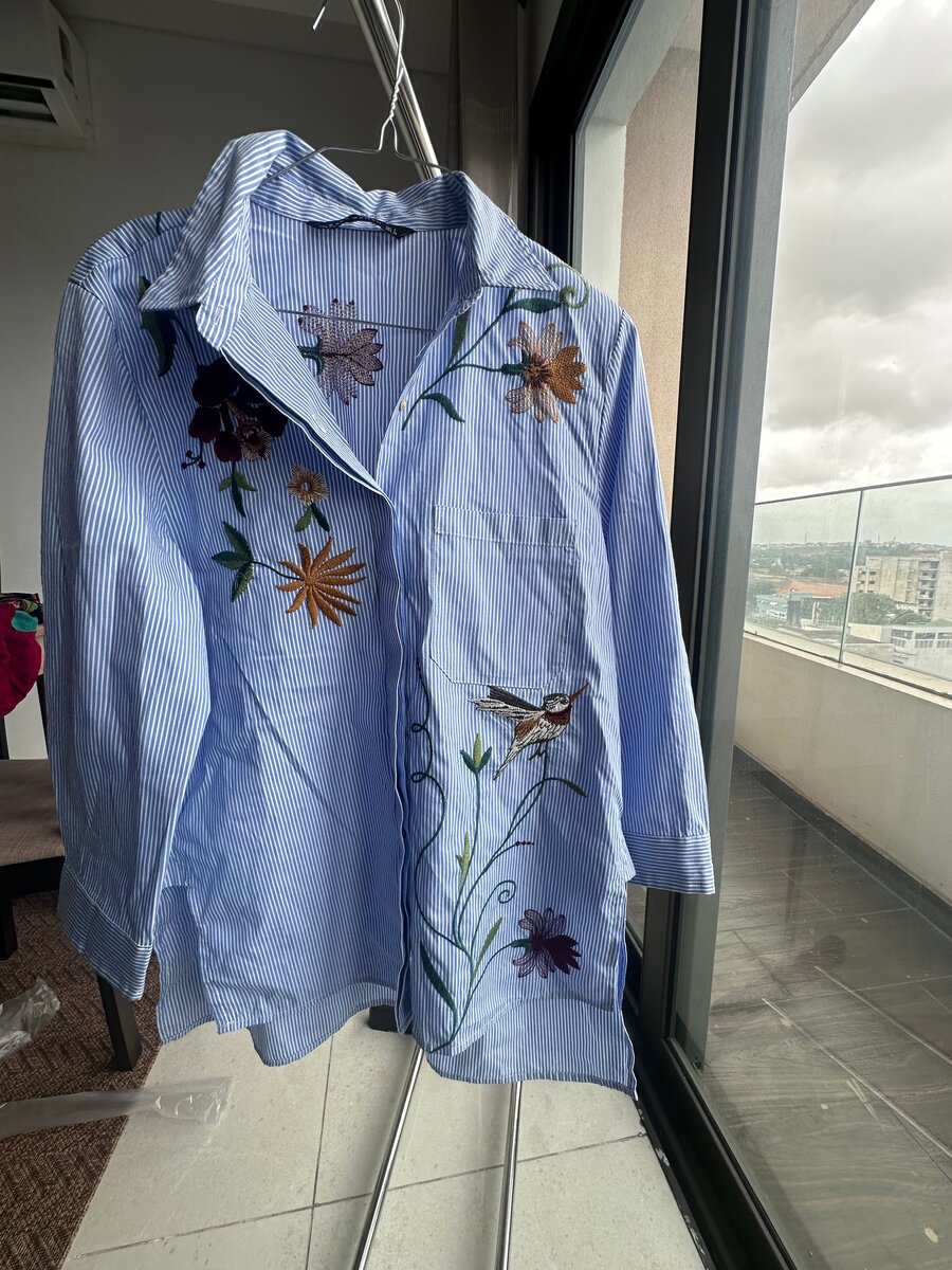 Chemise Femme à Rayures Brodée