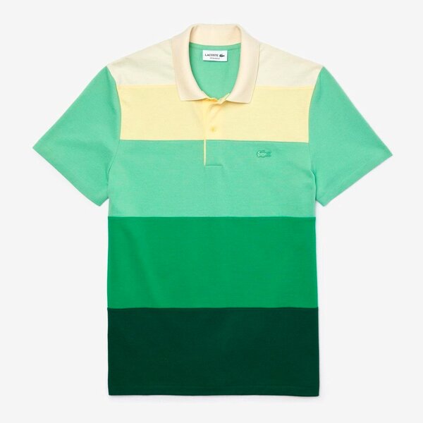 Polo rayé vert homme