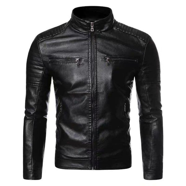 Veste en cuir noir pour homme